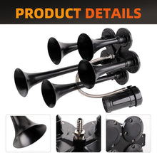 Load image into Gallery viewer, Ultra Loud 150dB Train Horn Kit with Upgraded Chrome Compressor for 12V Vehicles