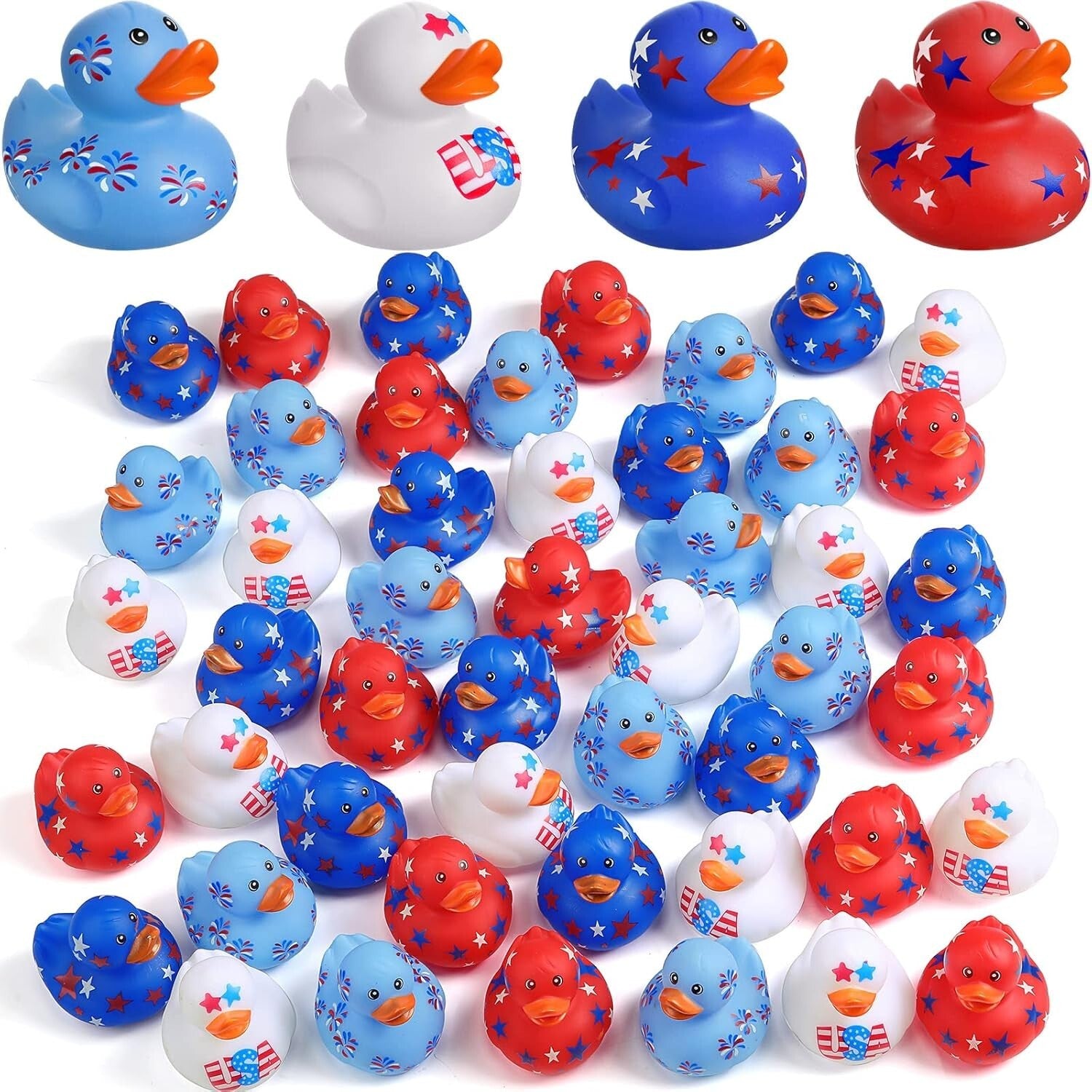 Classic Patriot Ducks - 96pcs Rubber Ducky Set for Kids’ Parties & Showers