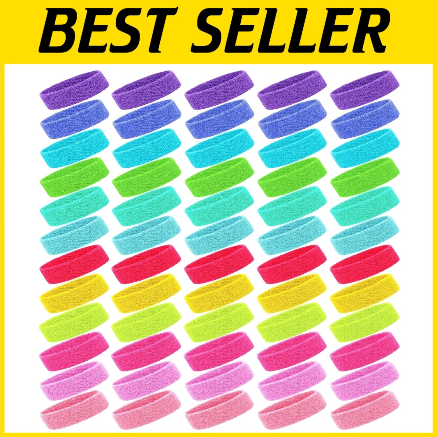 60 Pack Neon Sports Sweatbands - Breathable Headbands for Active Lifestyle