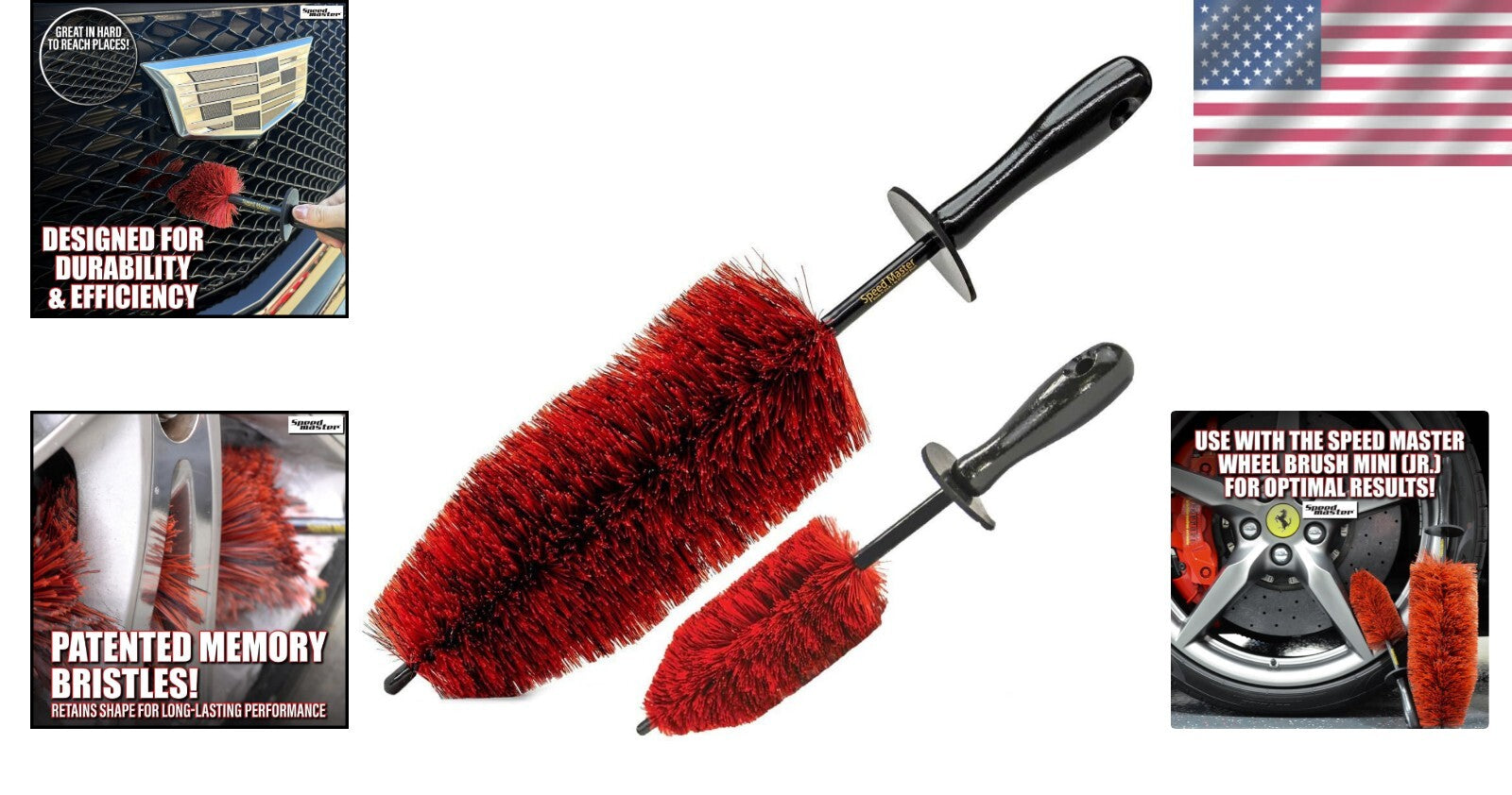 Wheel Brush Combo - 18" & 13" Memory Foam Bristles for Scratch-Free Cleaning