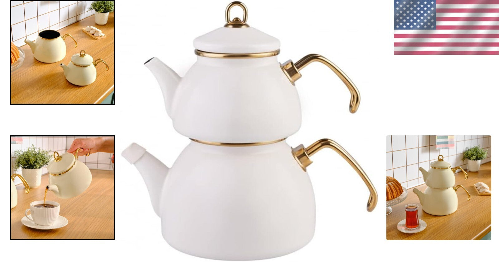 Elegant Retro Teapot and Kettle Duo - Stainless Steel, Anti-Microbial Coating