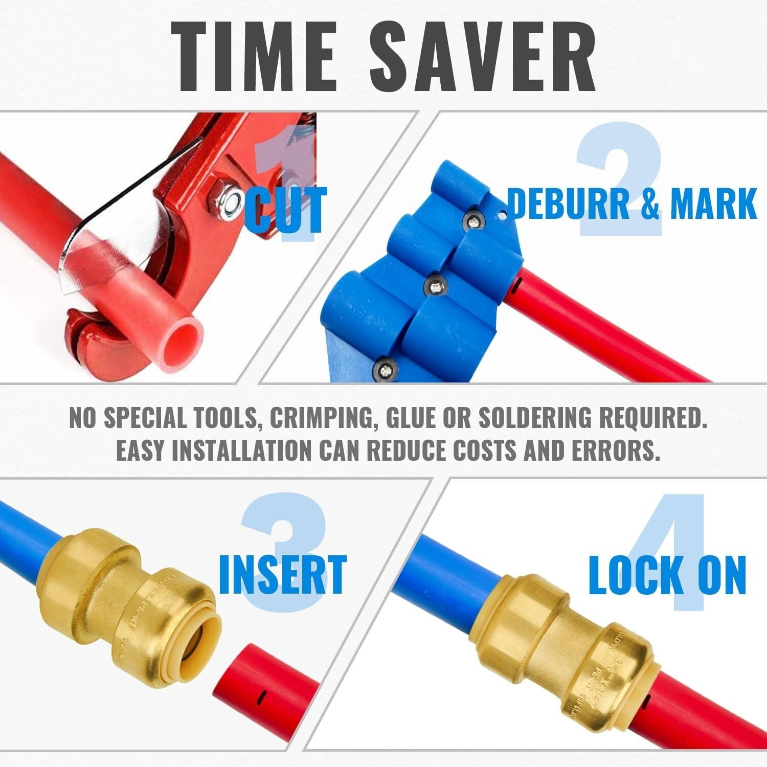 12 Pack of 3/4 Inch Lead-Free Brass Push-to-Connect Couplings for Plumbing