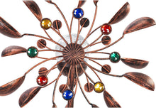Load image into Gallery viewer, Bronze Solar Wind Spinner - 75-Inch Kinetic Sculpture with Color-Changing LED