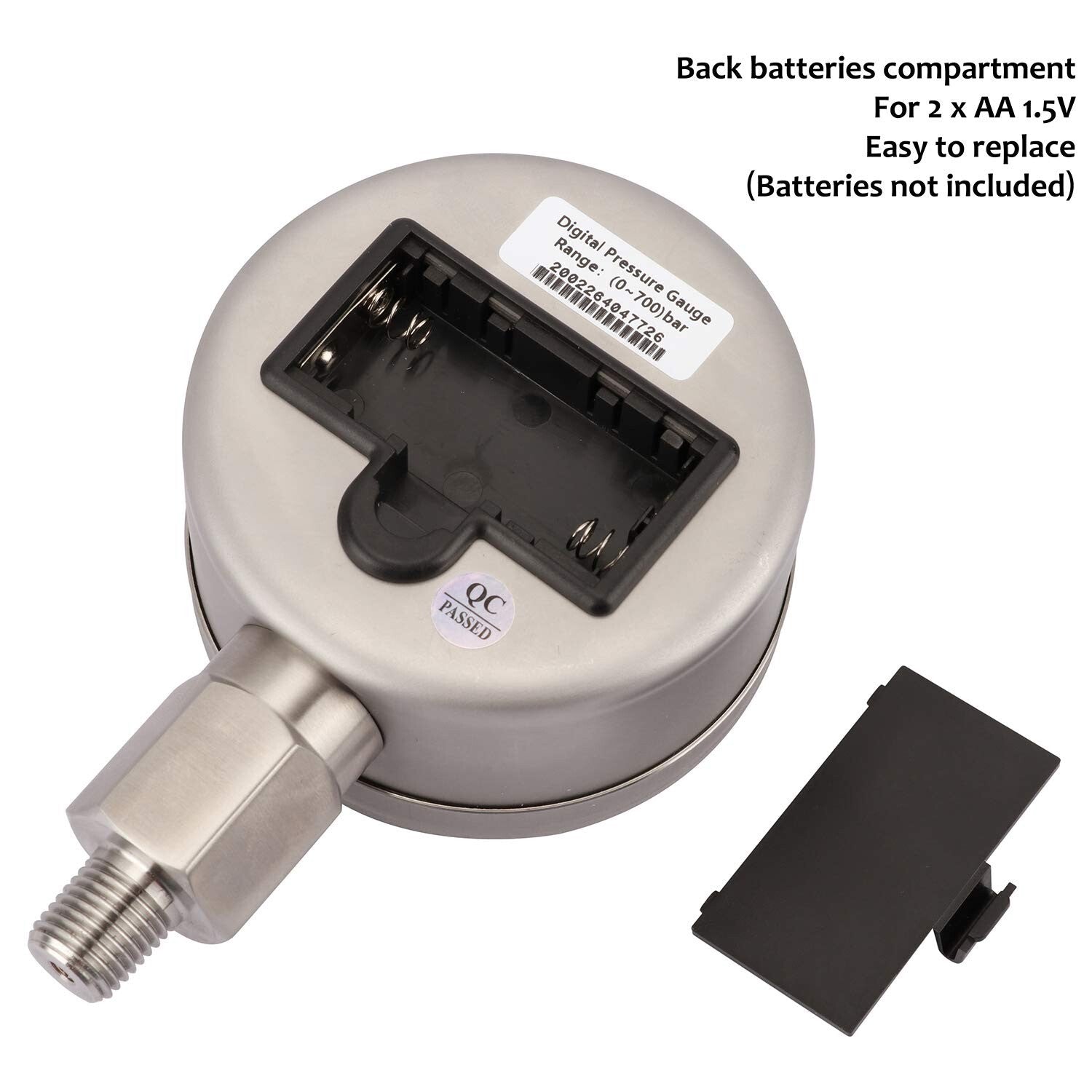 Battery-Powered 3-1/8" Digital Pressure Gauge: 0-5000 psi with LED Backlight