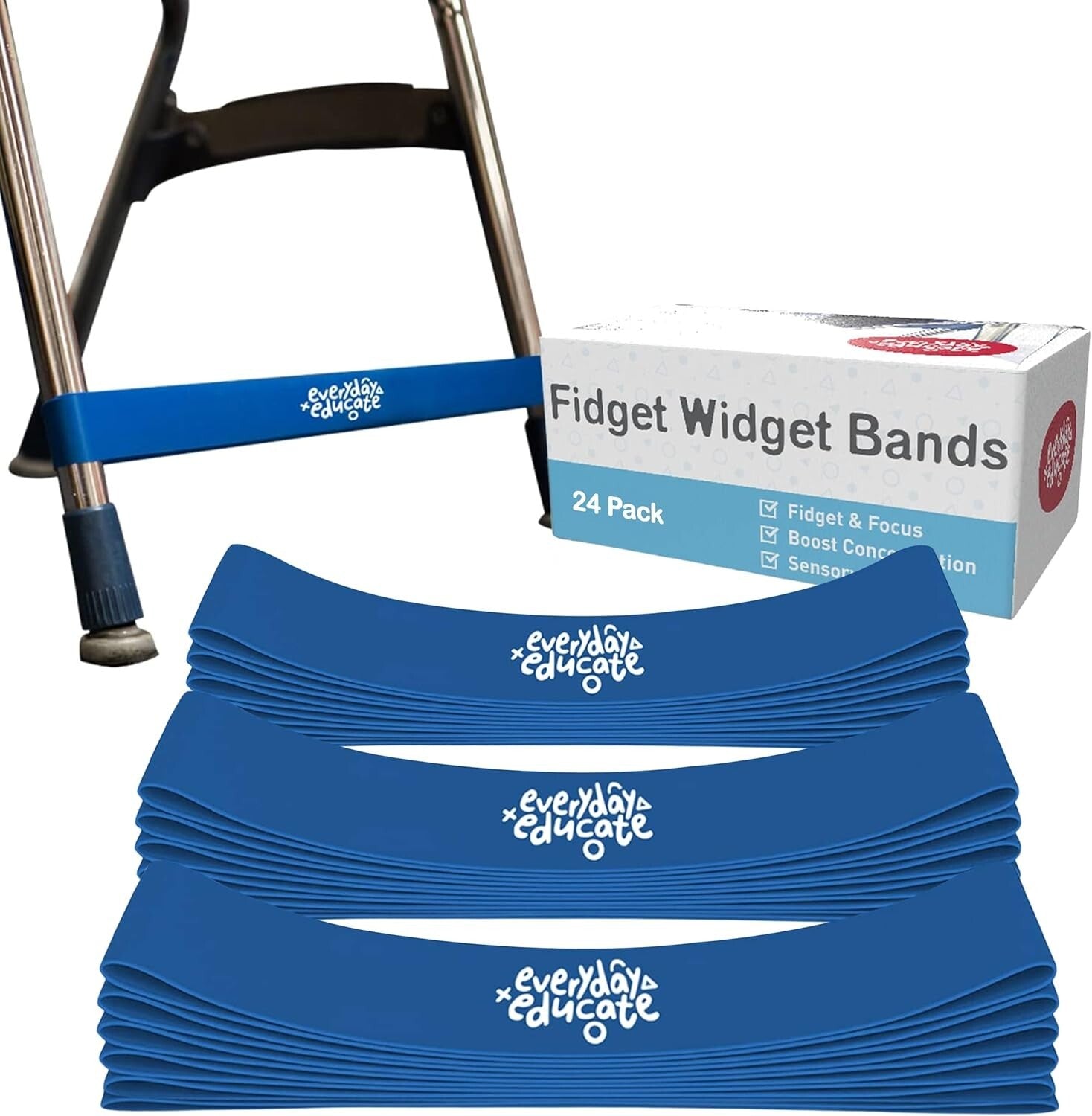 Chair Bands for Kids - Engage Muscles & Improve Focus - 24 Rubber Fidget Bands