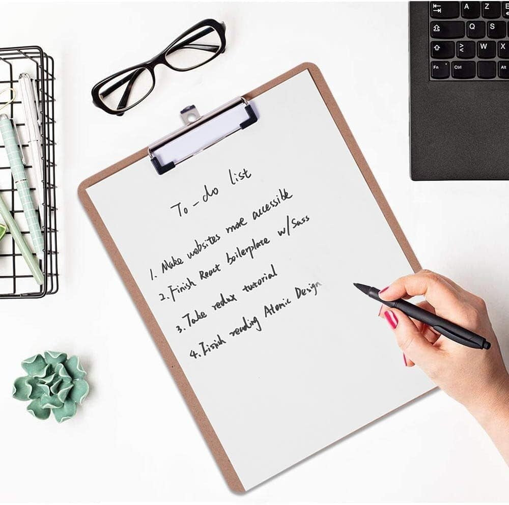 36 Pack Bulk Clipboard Set with Low Profile Clip - Durable & Eco-Friendly Wood