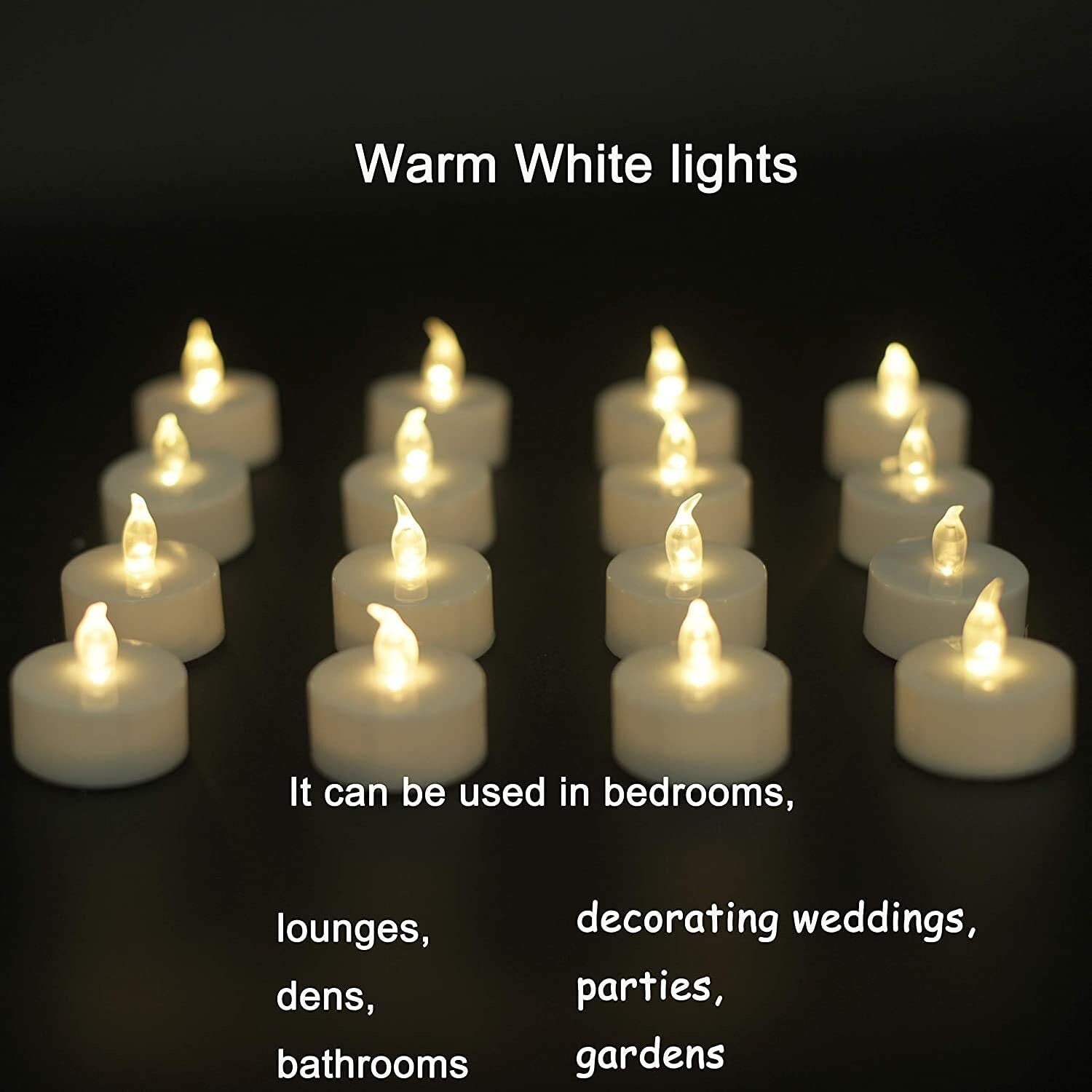 Battery-Powered LED Tea Lights - 200 Warm White Flickering Candles - Safe Decor