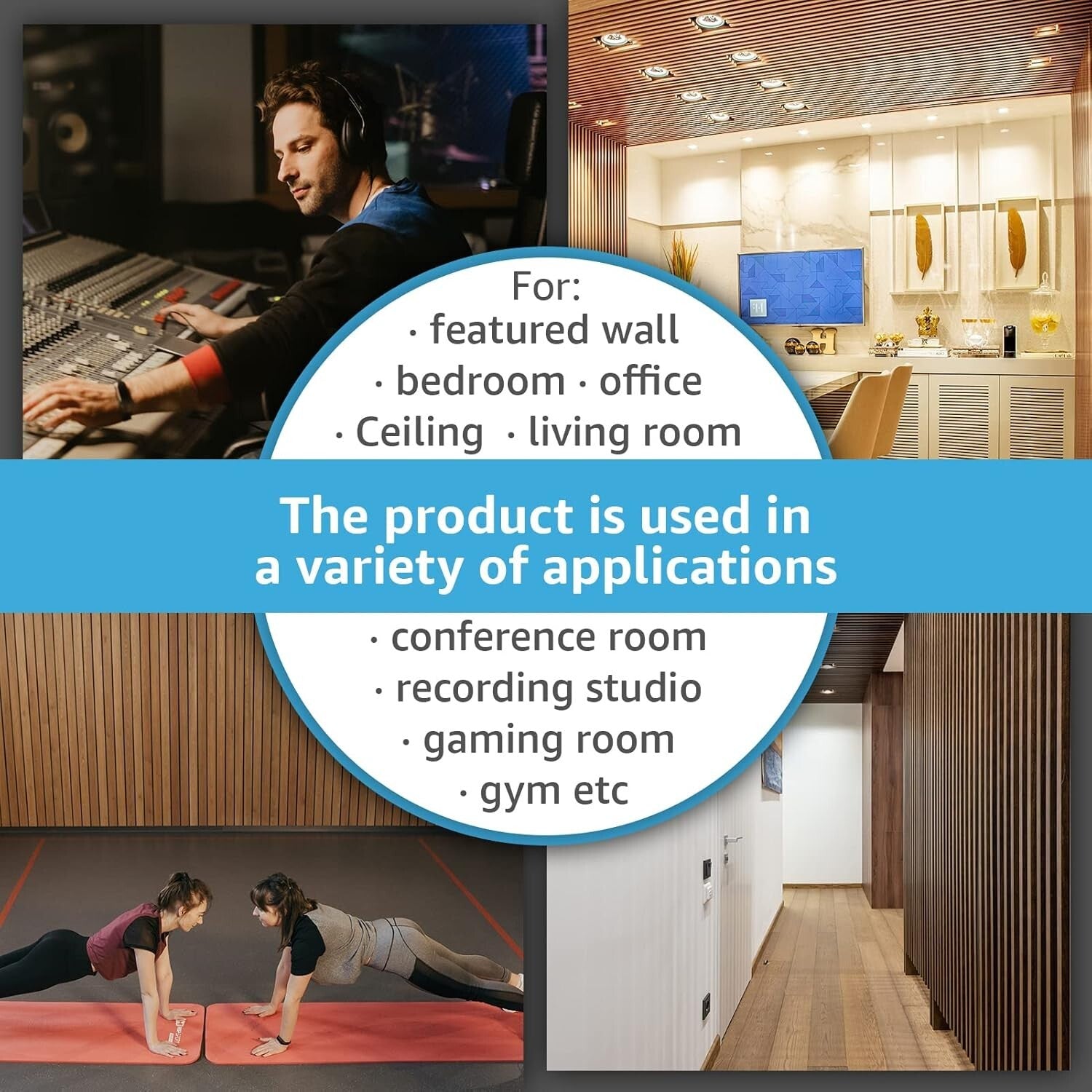 Eco-Friendly 4-Piece Acoustic Wood Slat Panels for Enhanced Home Aesthetics