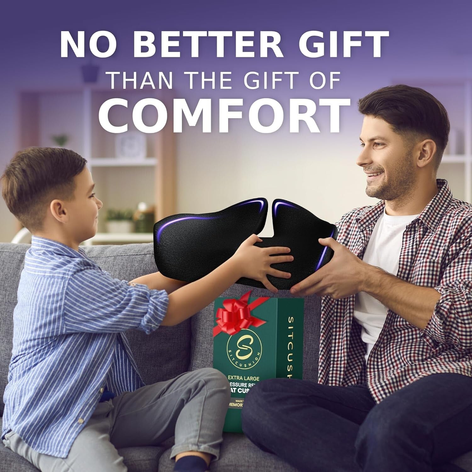 Ergonomic X-Large Chair Cushion with Extra Cover - Sciatica & Back Pain Relief