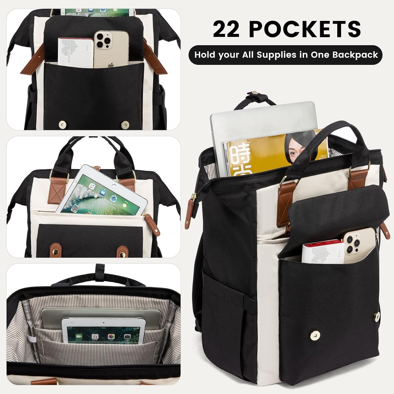 Stylish Wide Open Women’s Backpack – Perfect Work & Travel Bag for Professionals