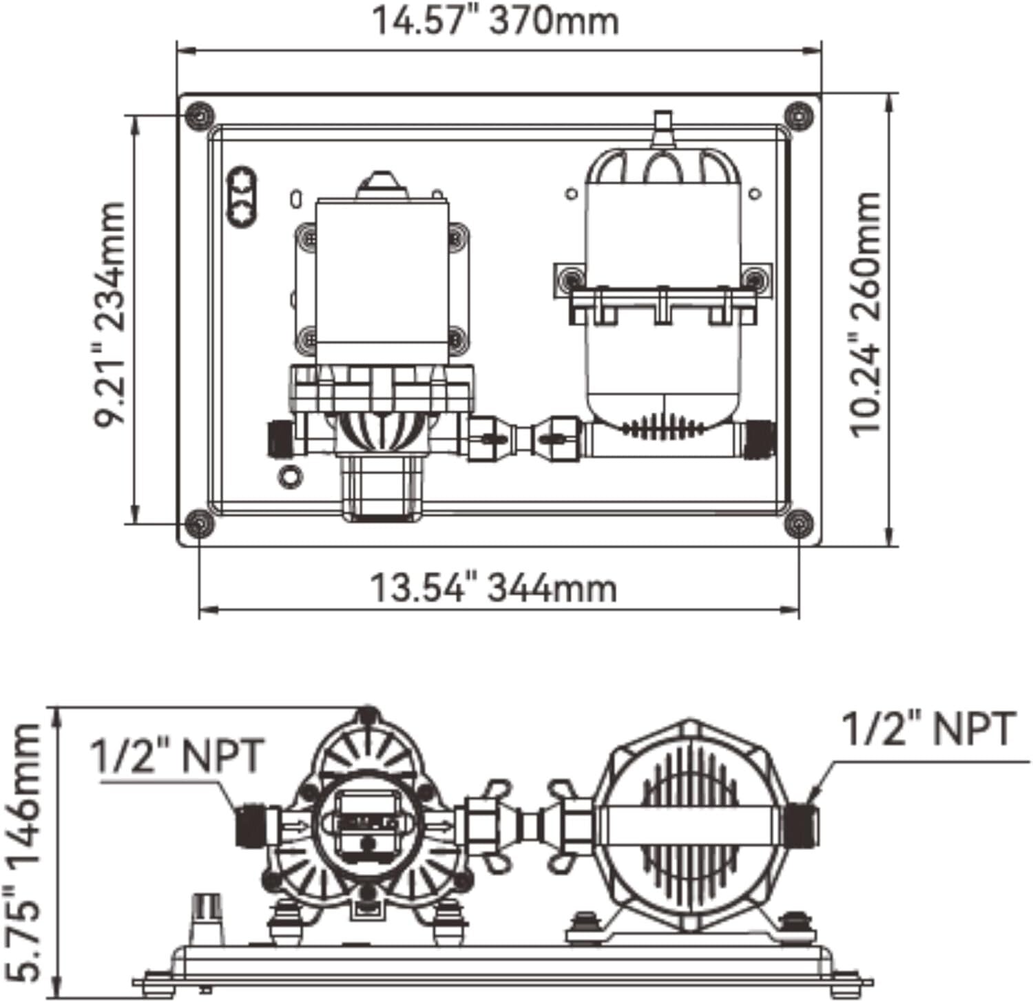 Durable 12V DC 3.0 GPM Pump & 0.2-Gallon Tank System for Off-Grid Applications
