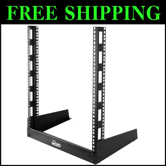 12U Desktop Server Rack - Sturdy Open Frame for AV/Data/IT Equipment