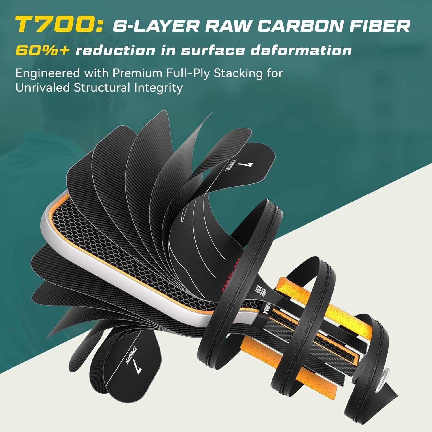 Advanced Pickleball Racket with T700 Carbon Fiber - Perfect for All Skill Levels