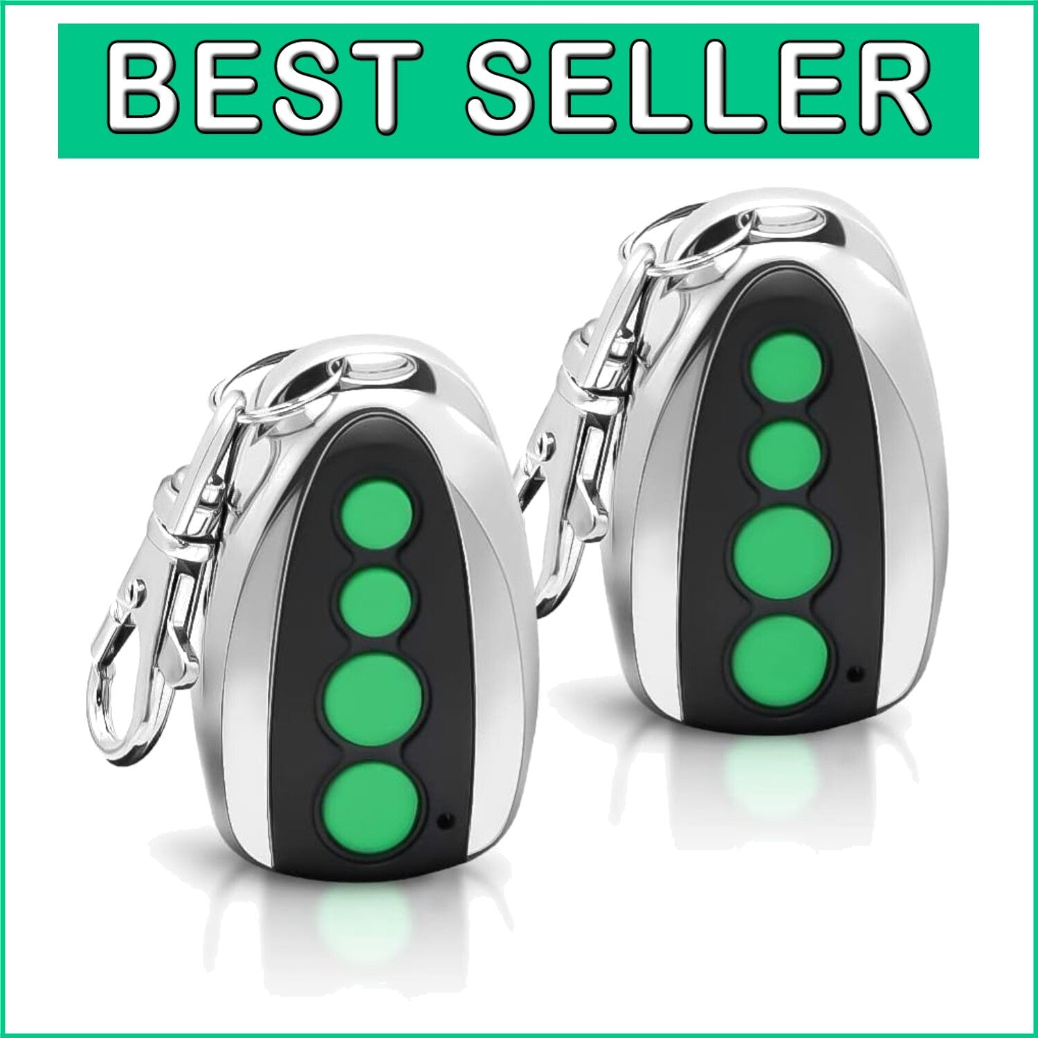 Ergonomic 4-Button Gate Remote Controller - 65ft Range - 2-Pack Security Fobs