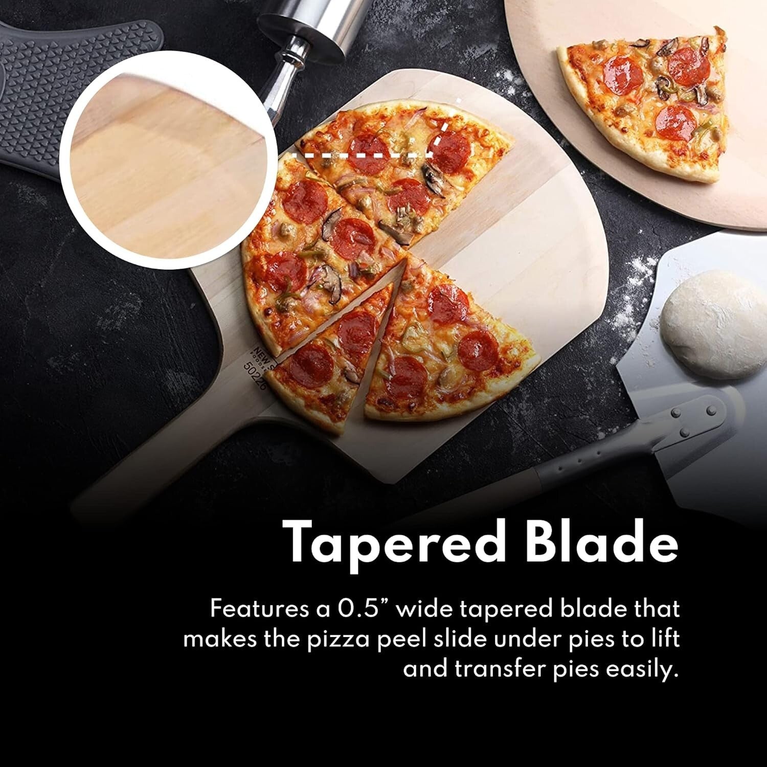 Durable Wooden Pizza Peel - 42" Length, Easy Lift Tapered Blade Design
