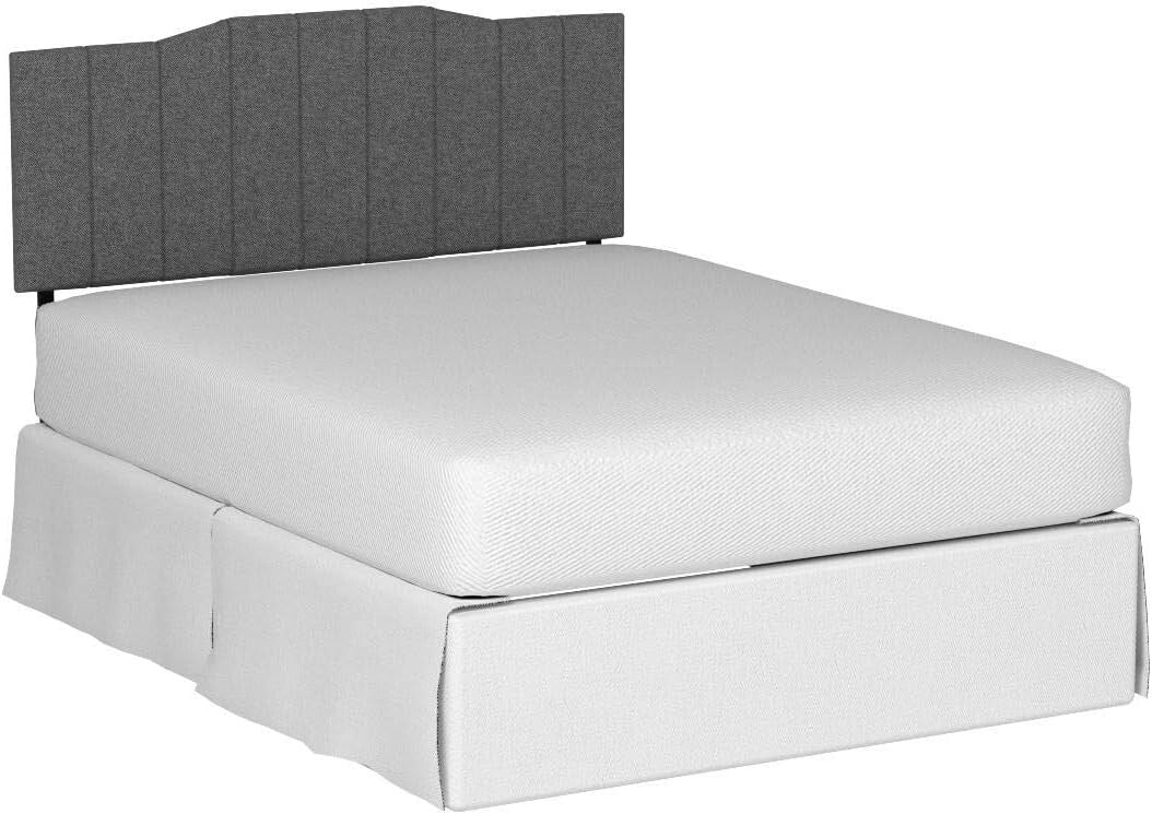 Classic Full Size Upholstered Headboard with Channel Stitched Design in Gray
