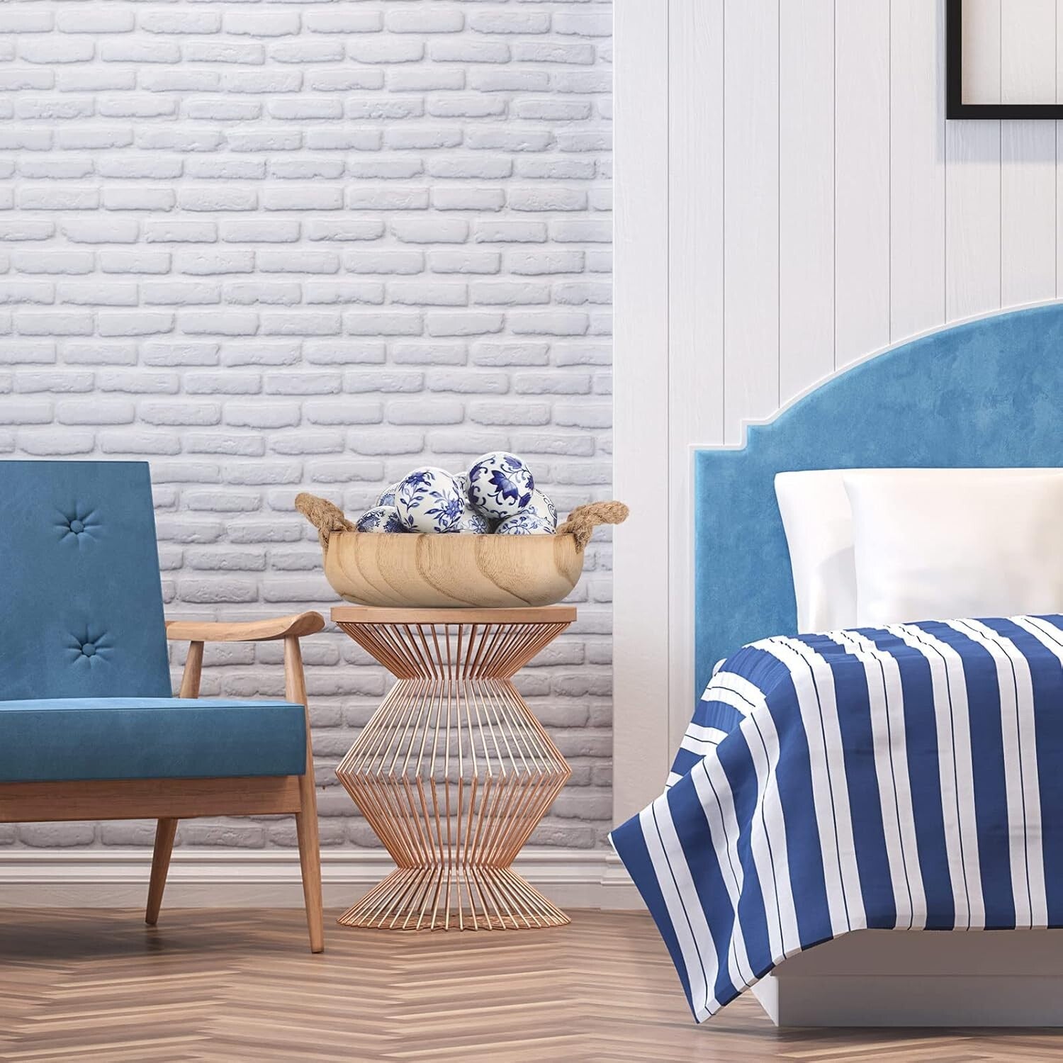 Elegant 9-Piece Blue and White Chinoiserie Porcelain Decorative Ball Set