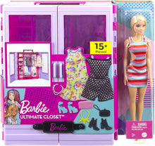 Load image into Gallery viewer, Doll Wardrobe Organizer: Fashionistas Ultimate Closet with 3 Stylish Outfits