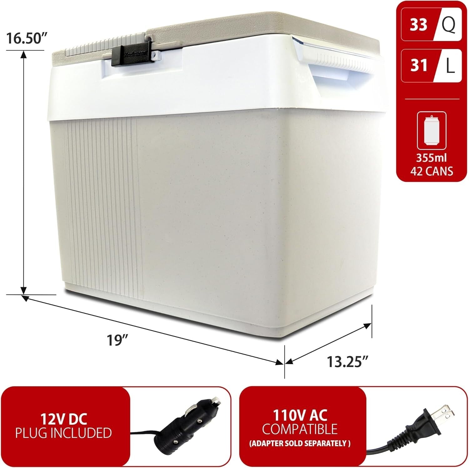 33 qt Electric Cooler/Warm with Split Lid Design – Ideal for Picnics & Camping