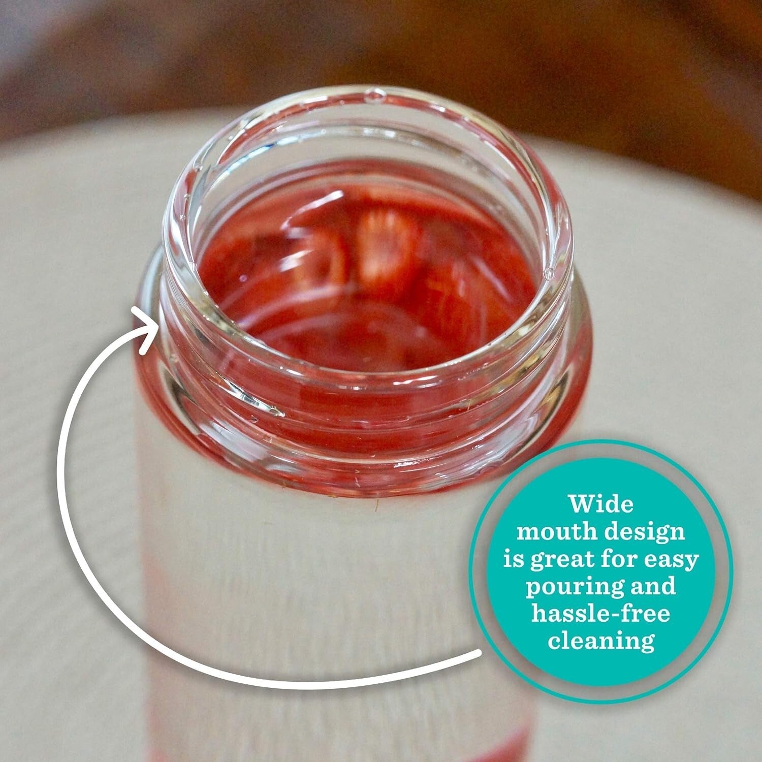 Reusable 16oz Wide Mouth Glass Bottles with Airtight Lids - 4 Pack for Juicing