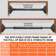Load image into Gallery viewer, Heavy Duty 440lbs Chin Up Bar - Easy Install Adjustable Doorway Fitness Piece