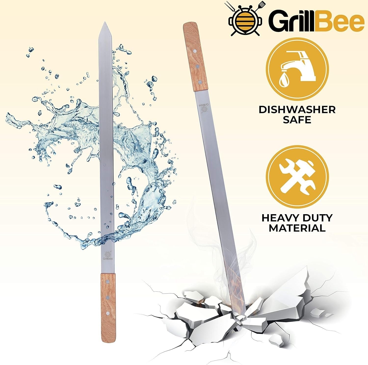 Extra Large 23" Reusable Stainless Steel Skewers for No Spin Grilling – Set of 8