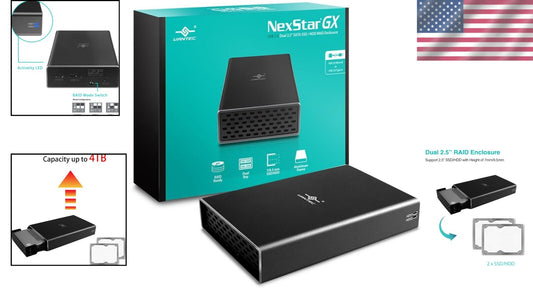 Compact Nexstar GX Dual 2.5" SATA RAID Enclosure - Ultra-Fast 5000Mbps Transfer