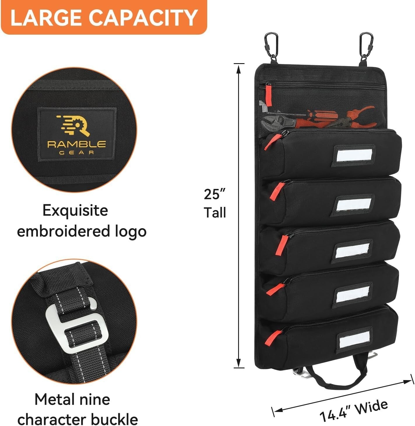 5-Pouch Tool Roll Organizer in Durable Canvas - Easy Transport & Storage