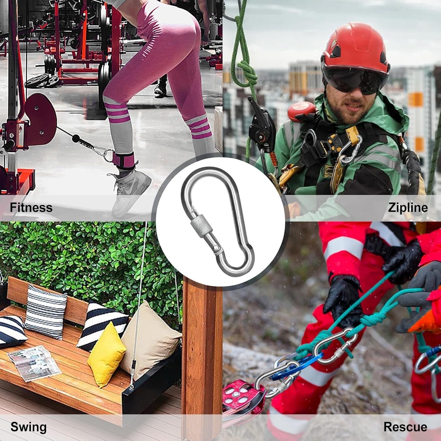 Premium 304 Stainless Steel Screw Lock Carabiner Clips – 15 Pack for Adventures