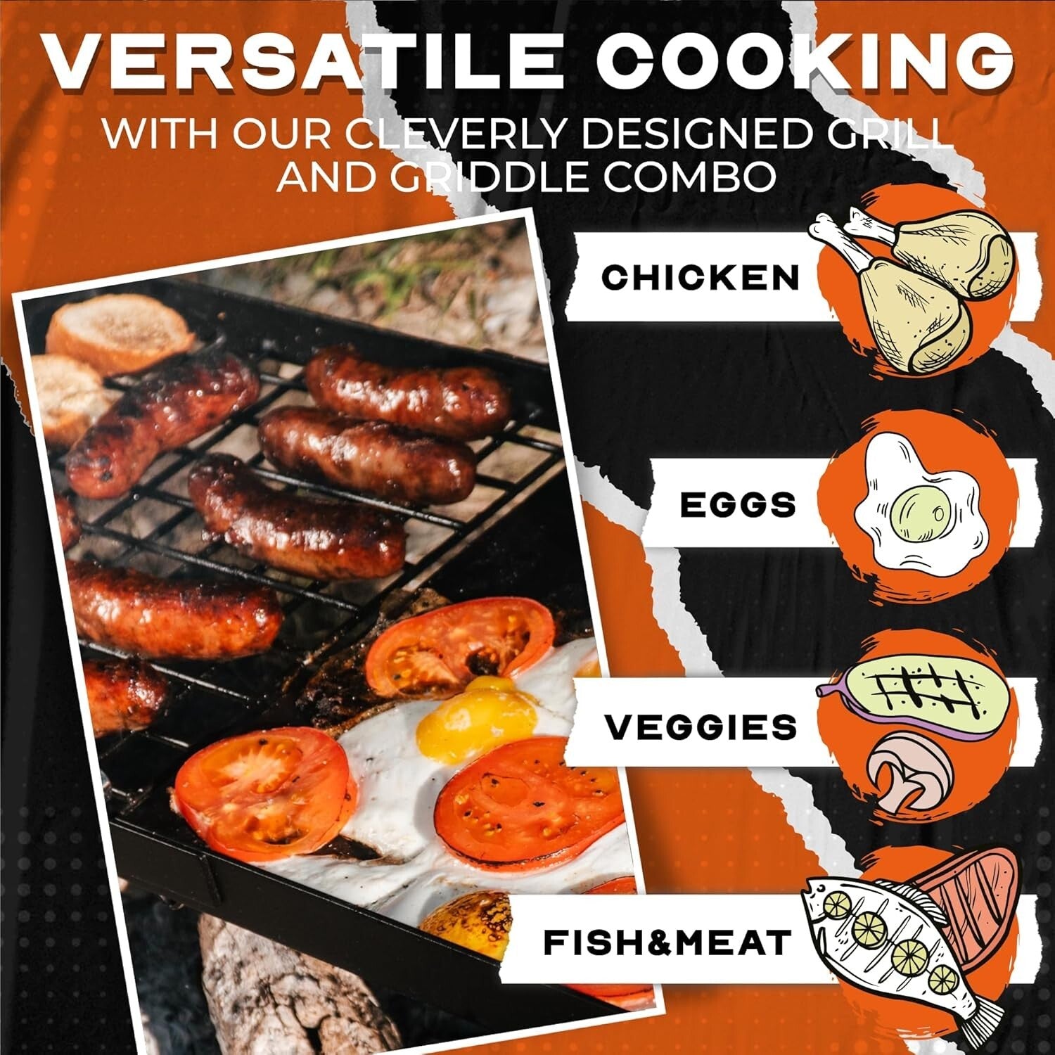 Versatile 24" Campfire Grill & Griddle - Adjustable Height for Outdoor Cooking