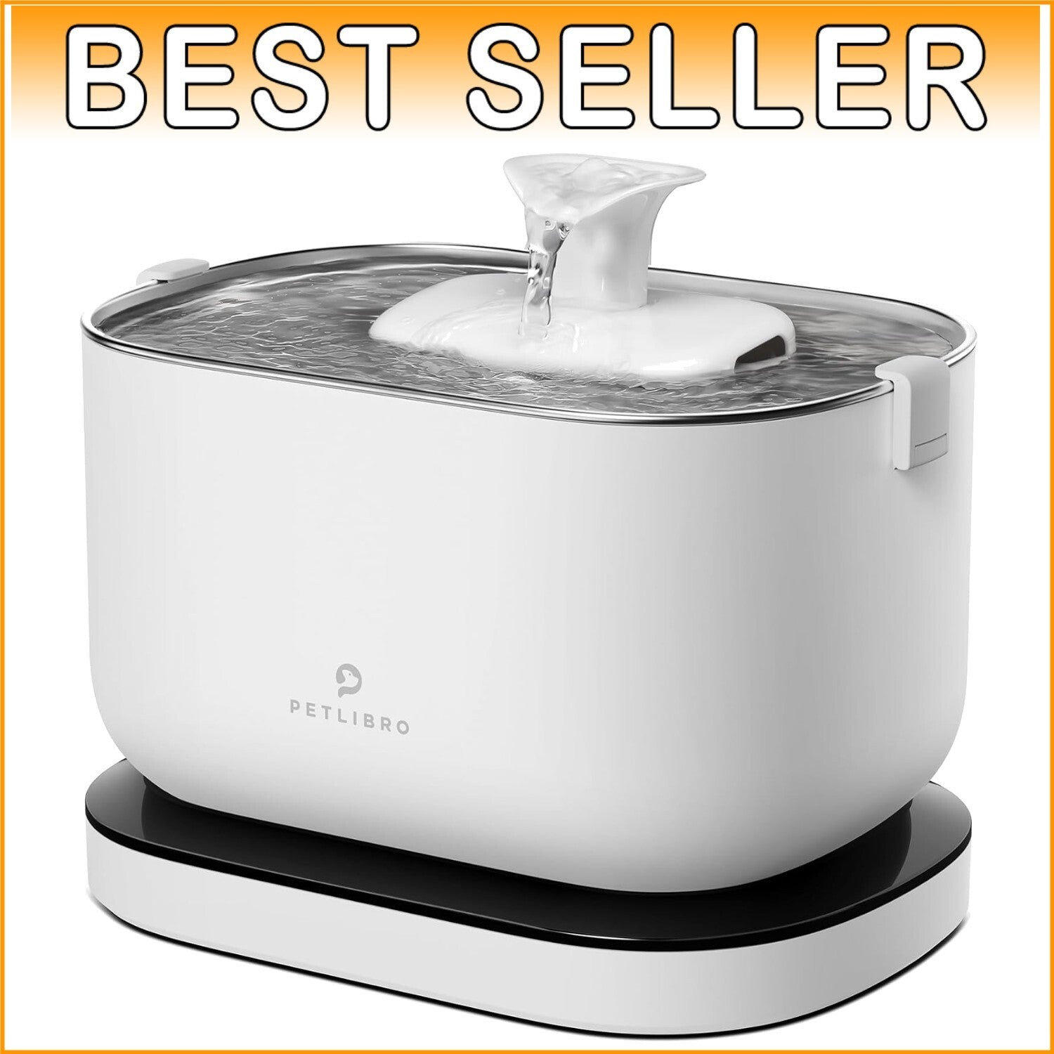 Cordless 2.5L Battery-Operated Cat Water Fountain with Stainless Steel Tray