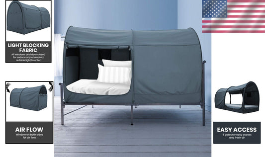 Durable Pongee Fabric Twin Bed Canopy Tent - Effortless Setup & Light Reduction