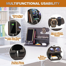Load image into Gallery viewer, Multi-Functional Wood Phone Docking Station for Men - Ideal Gift in Fumed Black