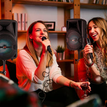 Load image into Gallery viewer, Compact 50W Bluetooth Speaker System with RGB Lights, Stands, and Remote Control