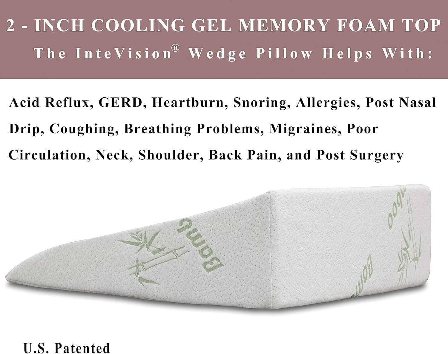 Extra-Large Cooling Wedge Pillow with Bamboo Cover, Ideal for Rest and Recovery