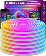 Load image into Gallery viewer, Waterproof Flexible 100Ft RGB Neon Lights - App &amp; Remote Controlled for Parties
