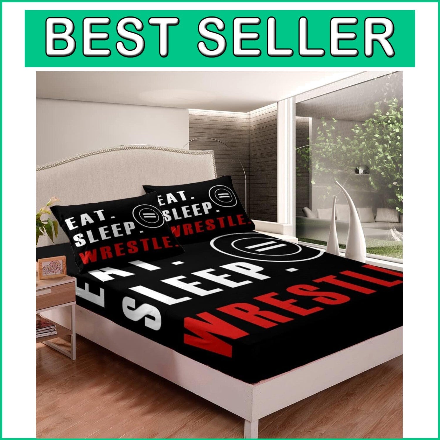 Full Sports-Themed Fitted Bed Sheet Set with Deep Pockets & 2 Pillowcases