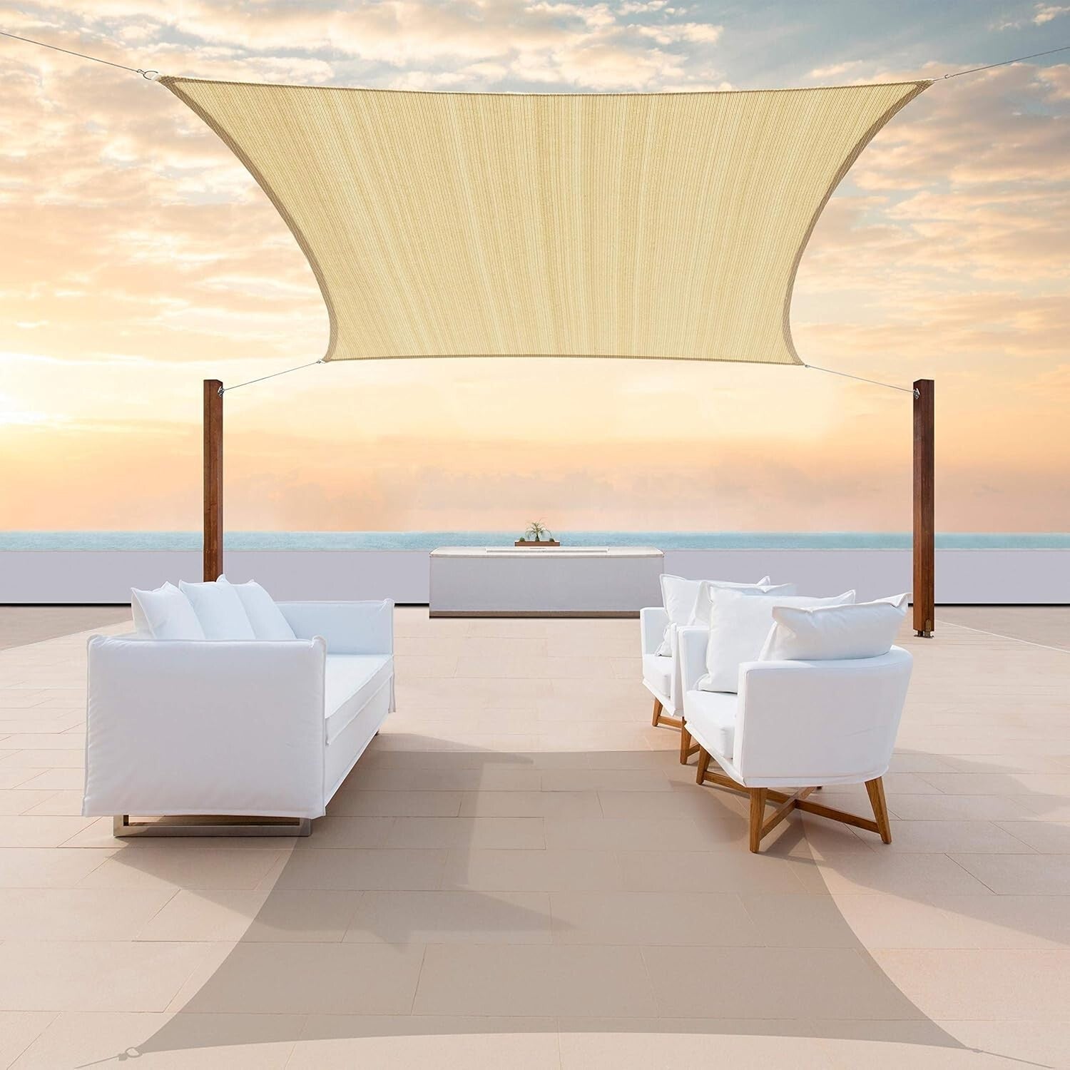 Elegant 14' x 16' Beige Shade Sail - Double Reinforced with 95% UV Blockage