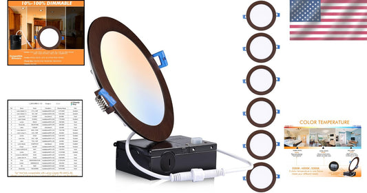 Elegant Oil Rubbed Bronze LED Recessed Lights - 6 Pack, 3000K-5000K Selectable