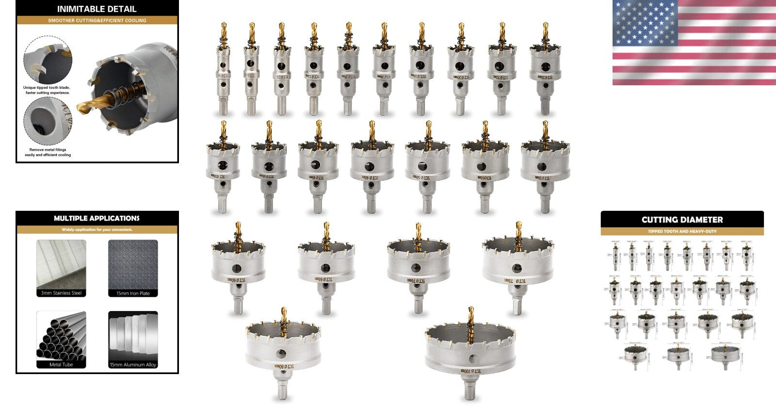 23PCS TCT Carbide Hole Saw Set for Precision Metal Cutting & Durable Performance