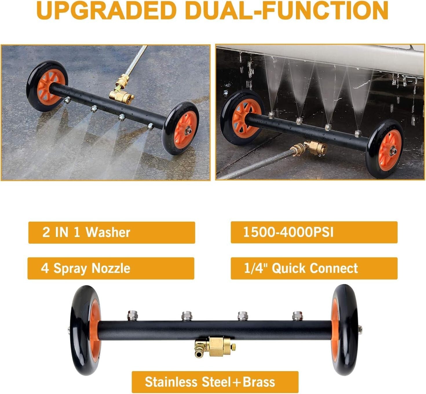 4000 PSI Undercarriage Cleaner & Water Broom - Quick Connect Extension Wands