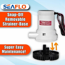 Load image into Gallery viewer, Safe 1500 GPH Marine Pump - Quiet 12V Design with Snap-Off Strainer for Easy Use