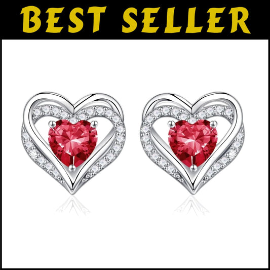 Unique 925 Sterling Silver Heart Birthstone Earrings - Perfect for Any Occasion
