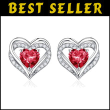 Load image into Gallery viewer, Unique 925 Sterling Silver Heart Birthstone Earrings - Perfect for Any Occasion