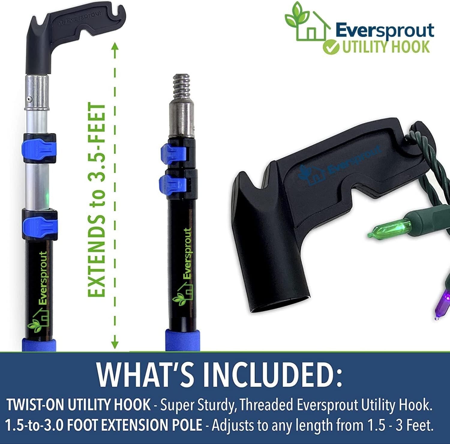 3.5ft Adjustable Utility Hook and Extension Pole for Effortless Reaching