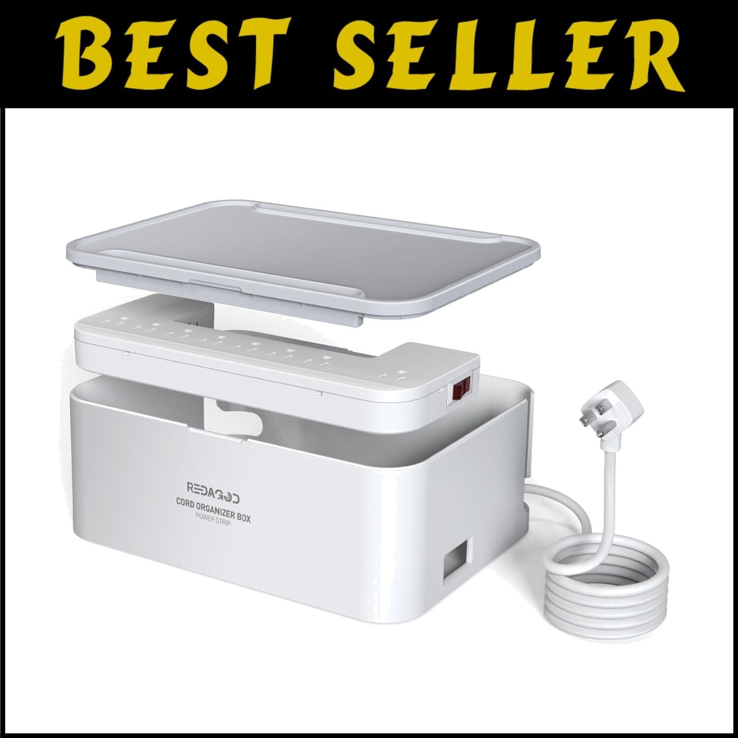 All-in-One Charging Station: 8 Outlets, 3 USB Ports and Cable Management Box