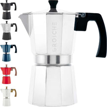 Load image into Gallery viewer, Premium Milano Moka Pot Stovetop Espresso Coffee Maker - 6 Cups, Silver Finish