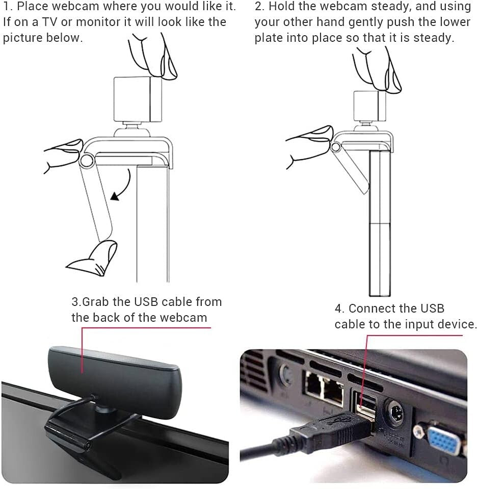 Full HD 1080P Webcam with Built-in Microphone & Auto Focus - For PC/Mac Use