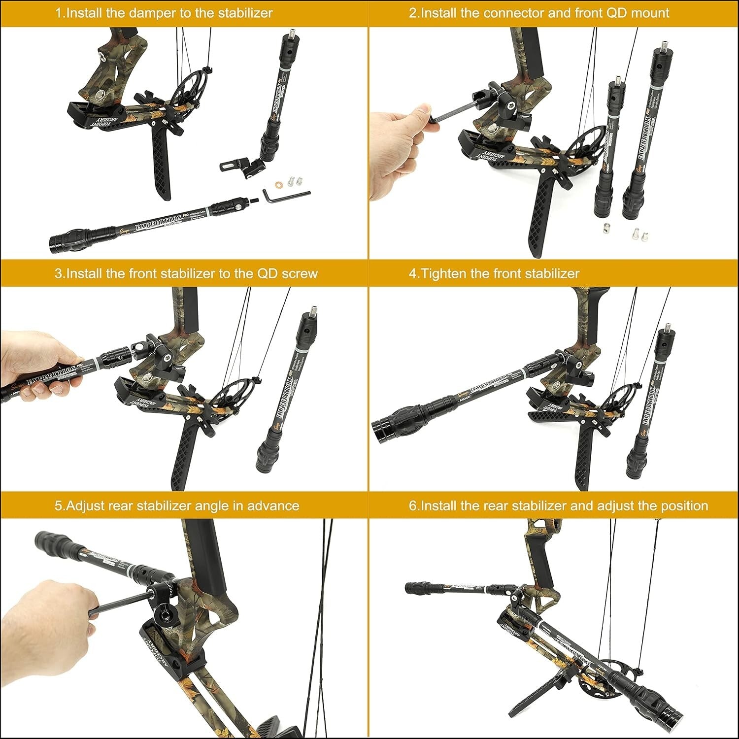 Flexible Core Archery Stabilizer - 8", 10" & Weight Kit for Comfortable Shooting