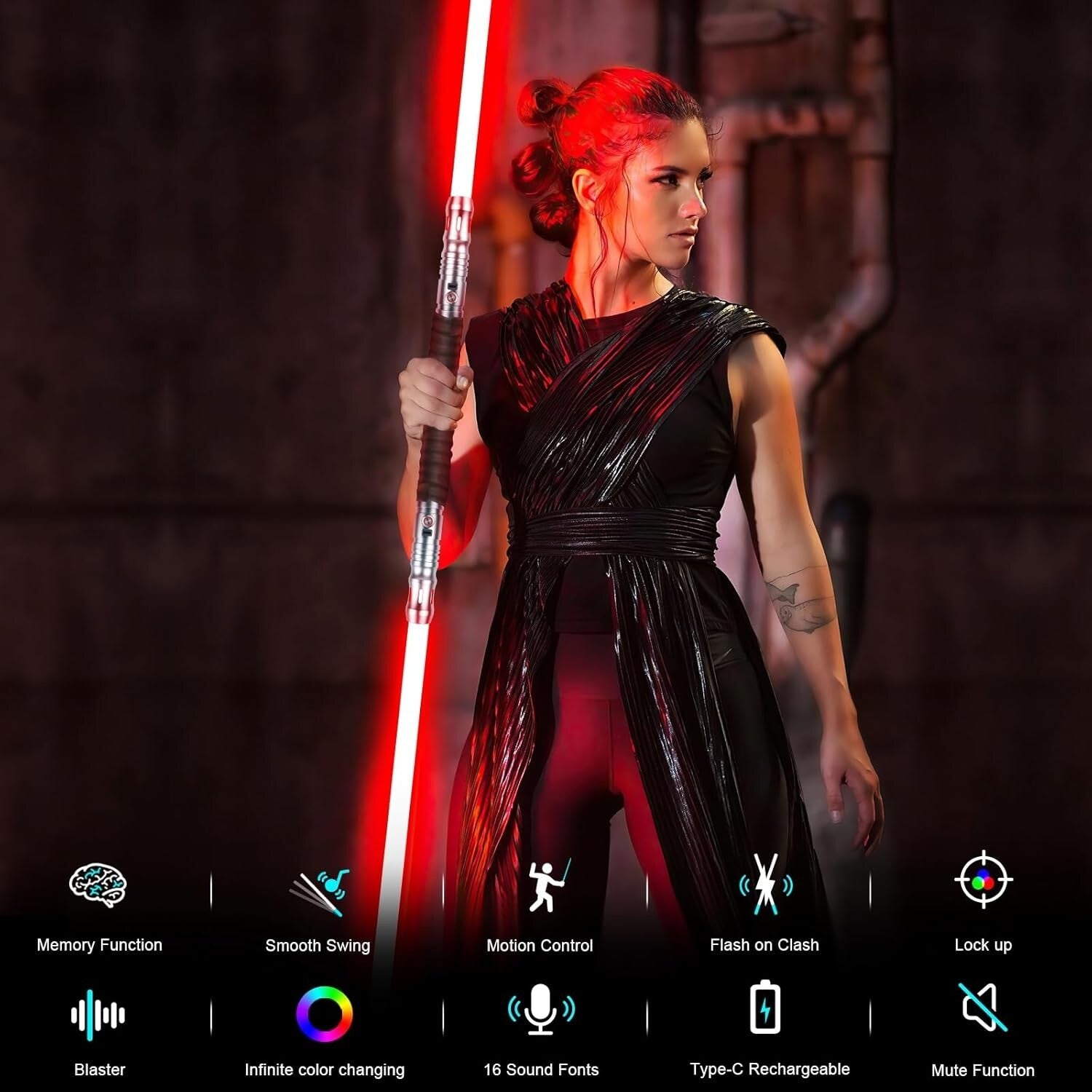 Interactive RGB Lightsaber with Smooth Swing FX - Perfect for Cosplay & Dueling
